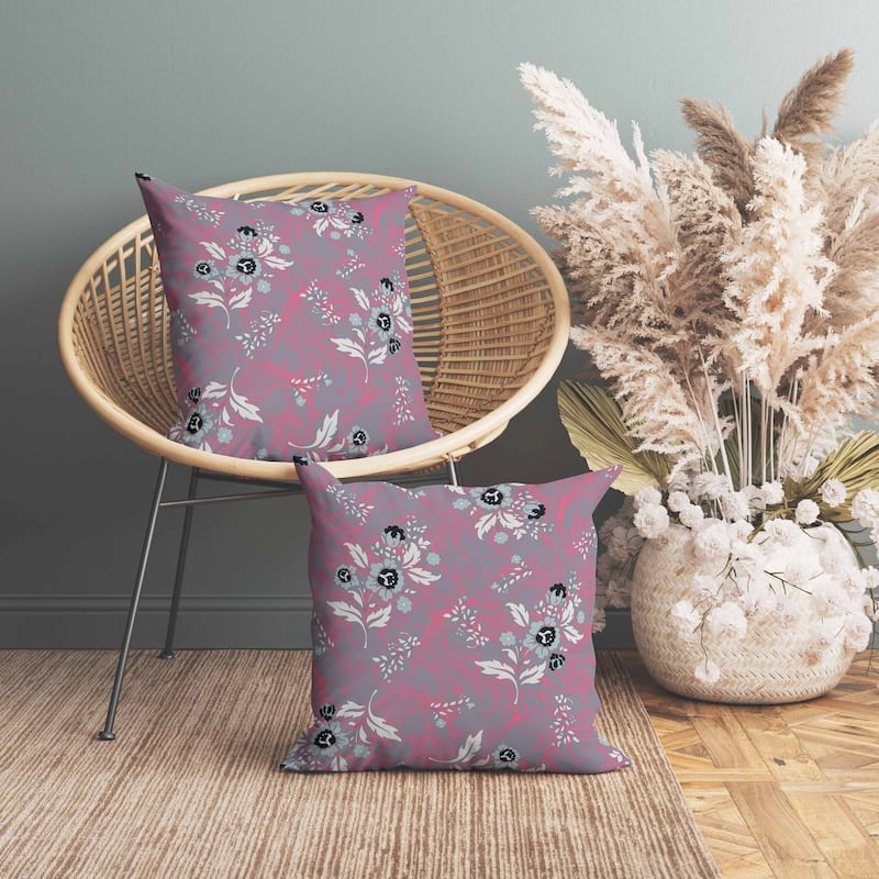 Meadow Strokes Faux Suede Reversible Throw Pillow Violet and Pink