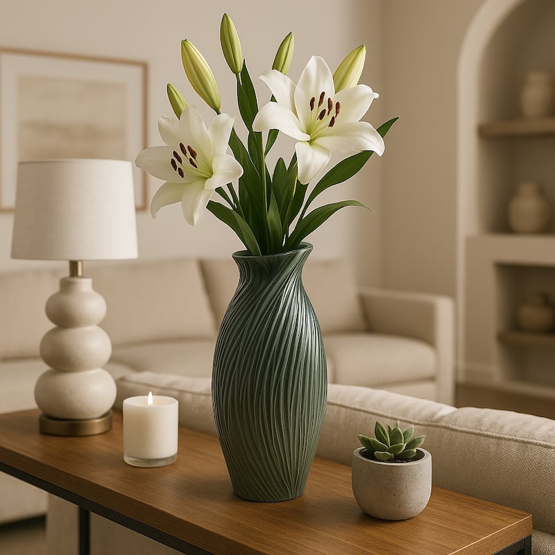 Ceramic Stylish Rubpert Contemporary Vase - Green - 16.0"