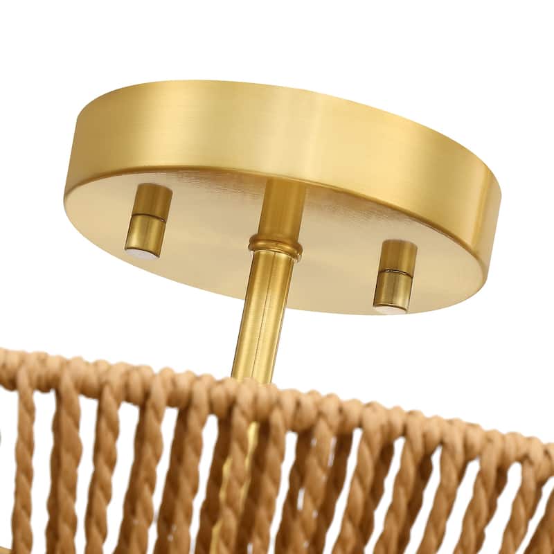 Silvia 4-Light Tiered Woven Rope Semi-Flush Mount Ceiling Light - 20'' W