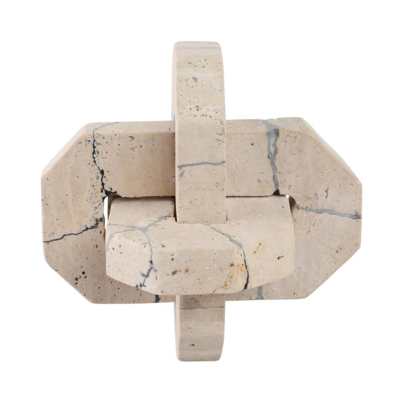 Stone Decorative Object Interlocking Geometric Sculptural Design