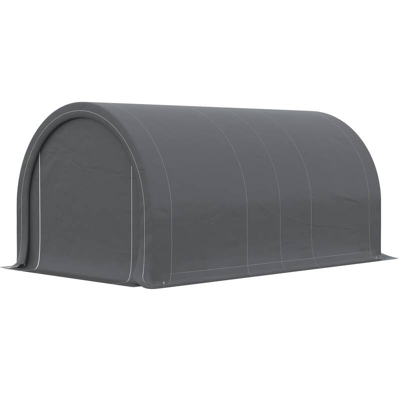Outsunny 16' x 10' Carport, Heavy Duty Portable Garage / Storage Tent with Large Zippered Door, Anti-UV PE Canopy Cover