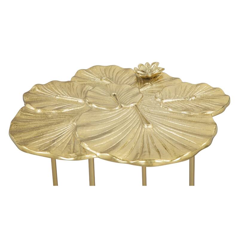 21" Glam Gold Side Table with Aluminum Top and Iron Sled Legs for Living Room or Bedroom Use - 21.3”H x 17”L x 17”W