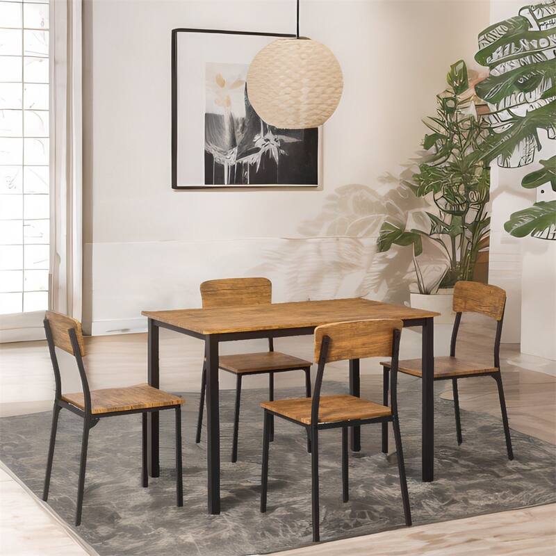 5 Piece Dining Table Chairs Sets with 1 Dining Table and 4 Chairs
