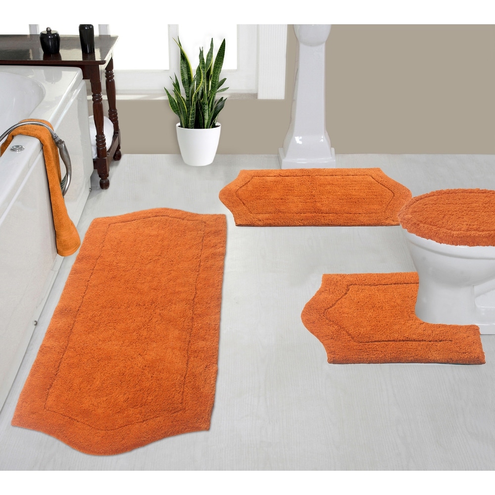 Orange bath mat set shop