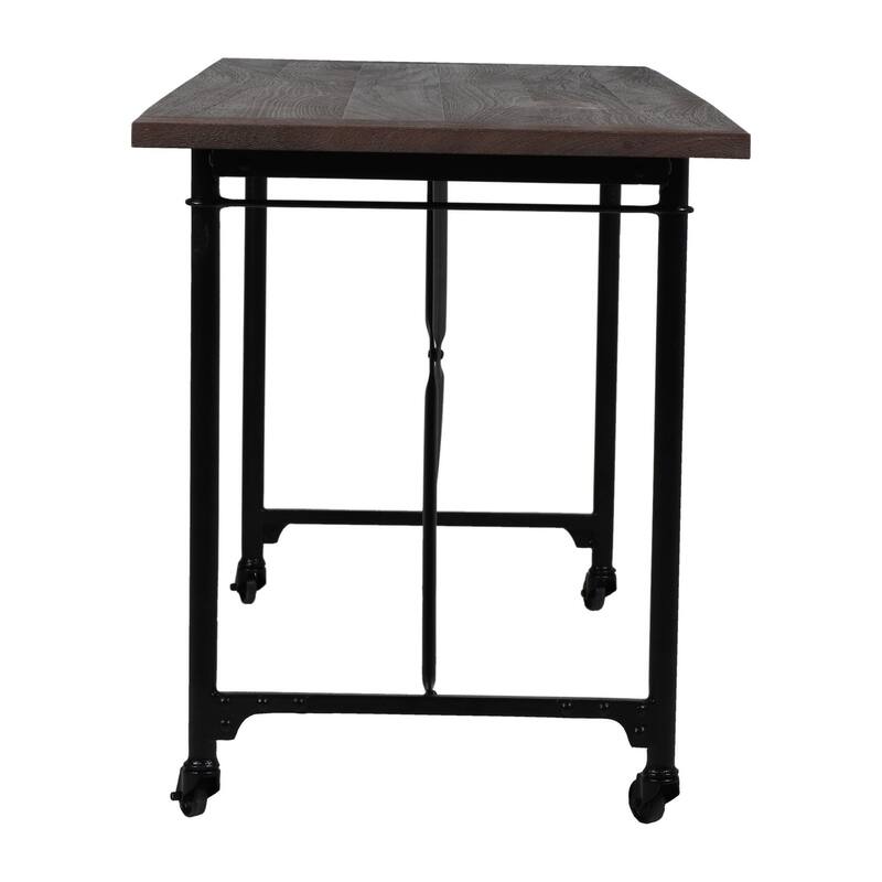 Conway 66-inch Industrial Wheeled Trestle Table - Mango Wood & Metal