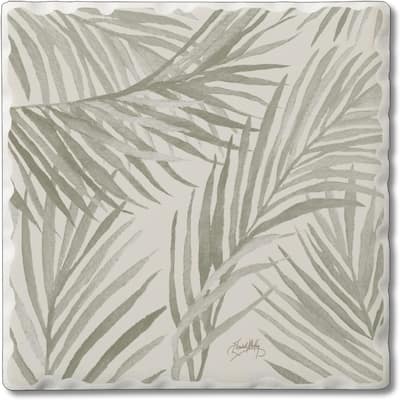 Absorbent Stone Tumbled Tile Coasters, Palm Fronds, Set of 4