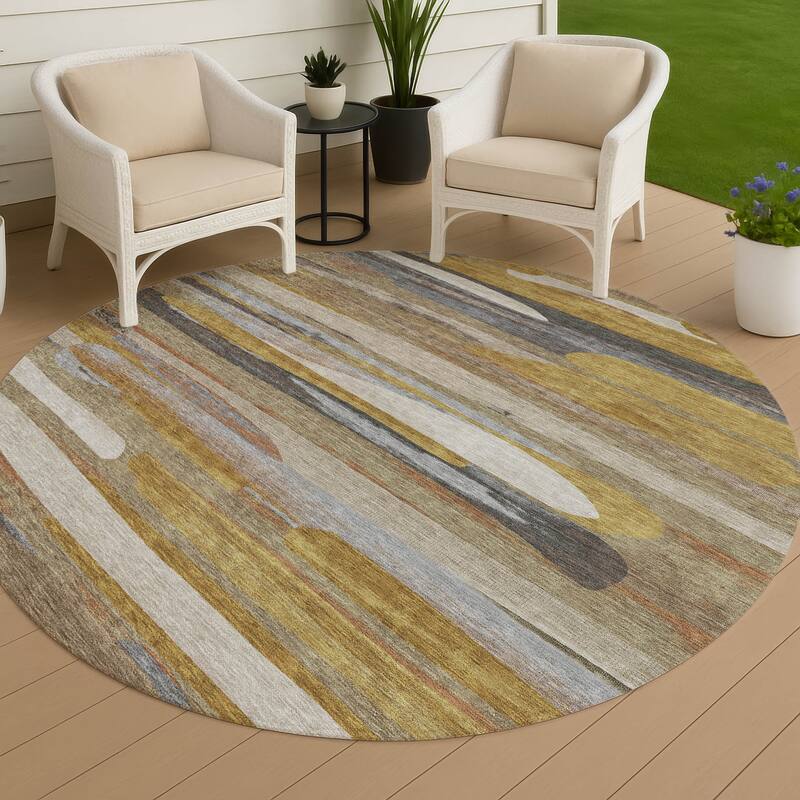 Machine Washable Indoor/ Outdoor Casual Merriam Chantille Rug - Brown - 8' x 8'