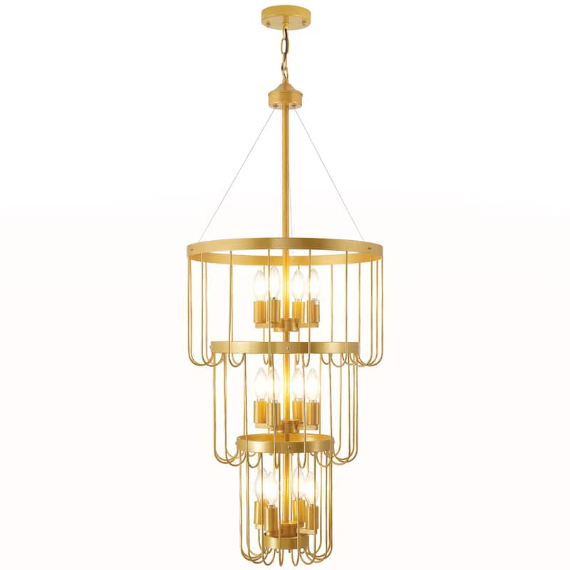 Farmhouse 12 Light Lantern Tiered Chandelier, Modern Foyer Lighting Fixture for Entryway,Large Chandeliers for High Ceilings