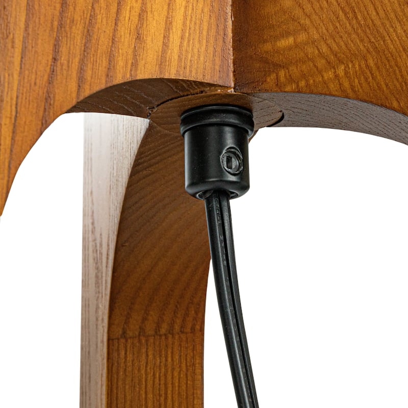 Rubberwood Tripod Floor Lamp with Linen Shade - 19.7"L x 19.7"W x 63.0"H