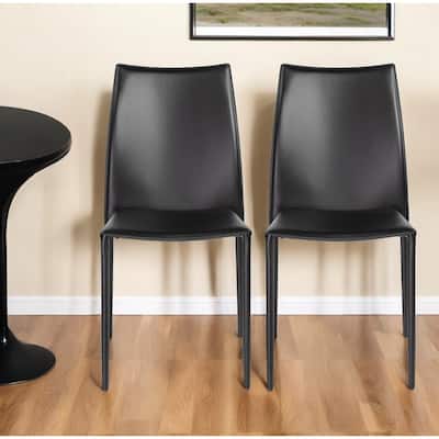 Set of Two Premium All Black Stacking Dining Chairs