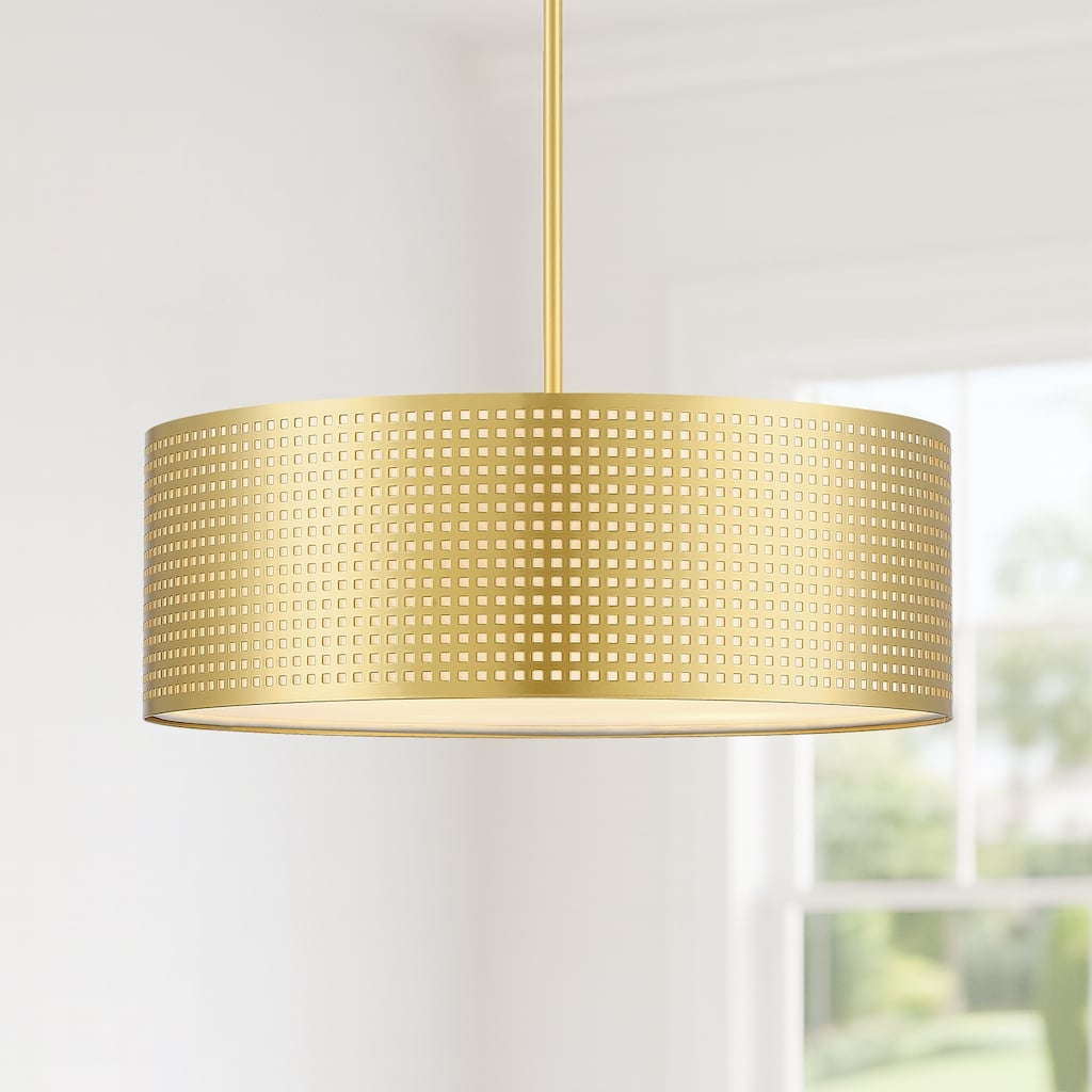 Murray 4-light drum Pendant chandelier with Gold frame - 20 in. W