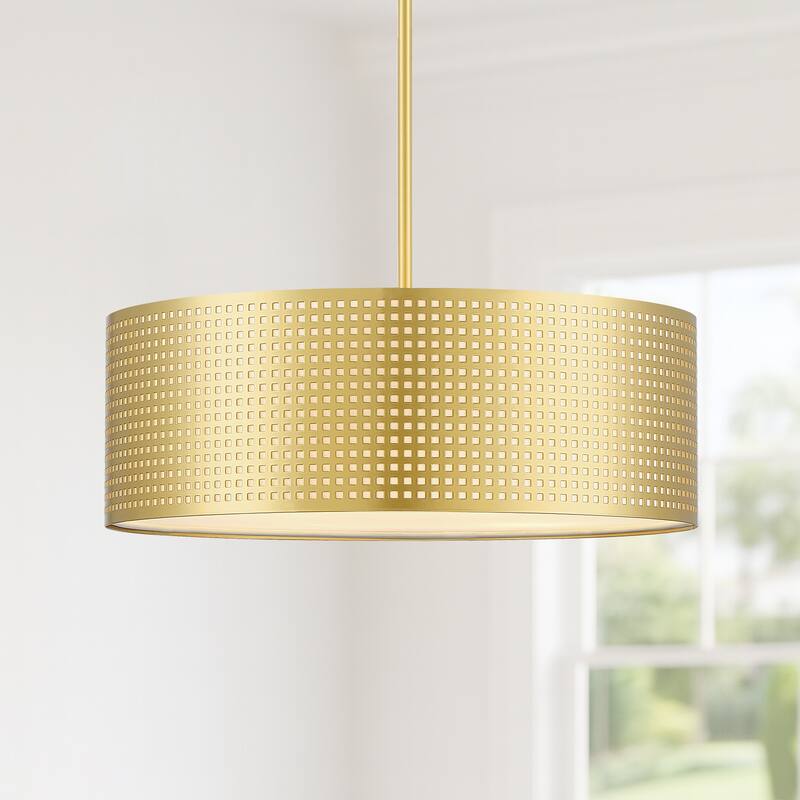 Murray 4-light drum Pendant chandelier with Gold frame - 20 in. W - 20 in. W