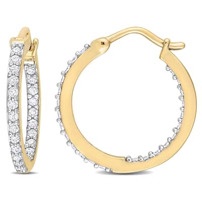 Miadora 1/2ct TDW Diamond Inside Outside Hoop Earrings in 10k Yellow Gold