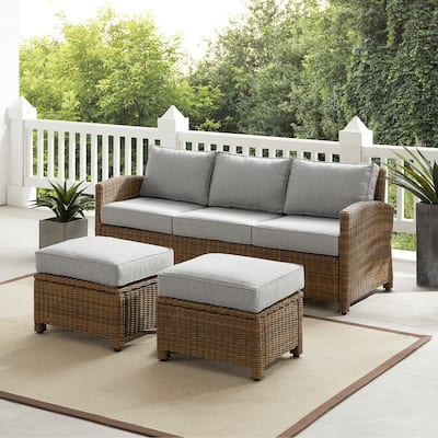 Crosley Bradenton 3Pc Outdoor Wicker Sofa Set - 81 "W x 75 "D x	32.5 "H