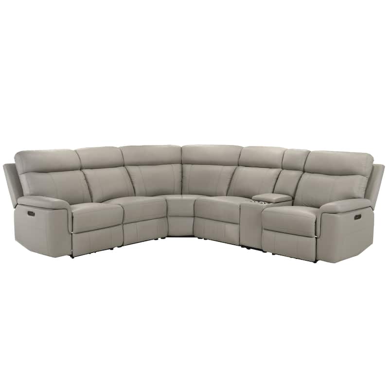 Furniture of America Joren Modern FSC Certified Leather Match Power Recline Sectional with Console and USB Port