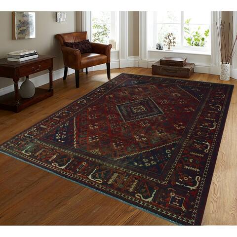 Semi Antique Bosworth Burgundy/Navy Rug - 7'3" x 10'6"