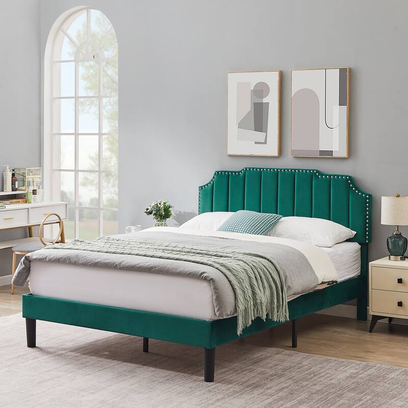 Bedroom Sets, 15 Style Options, 3-pieces Bedroom Set with Height Adjustable Upholstered Bed and Nightstands Set of 2-VECELO