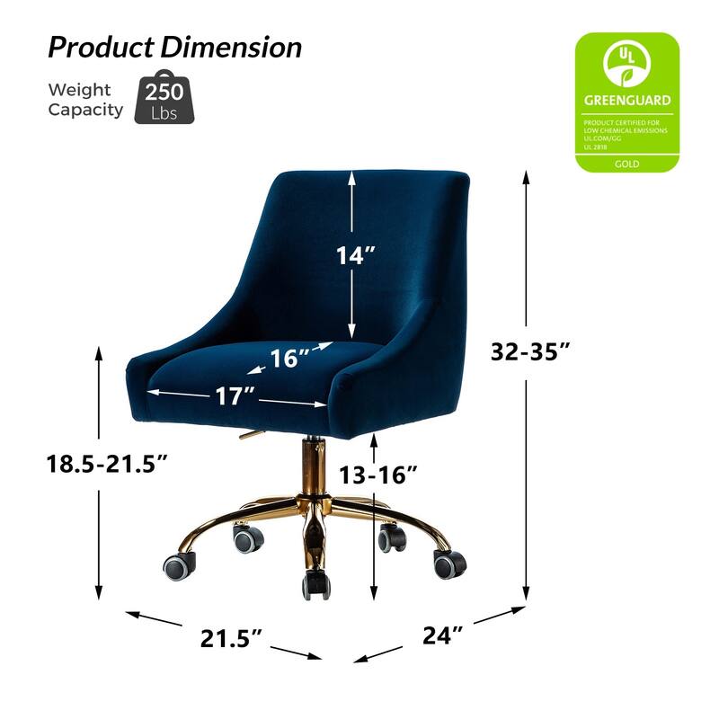 Carina Modern Upholstery Task Chair with Golden Base by HULALA HOME
