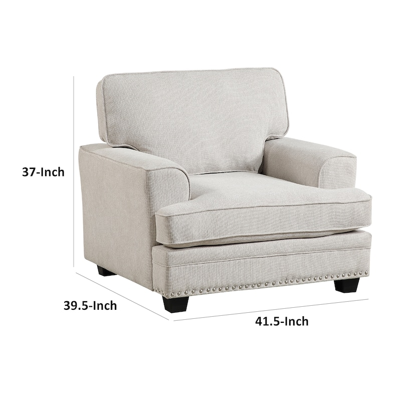 Brady Accent Armchair, Sand Brown Chenille, Nailhead Trim, Black Legs