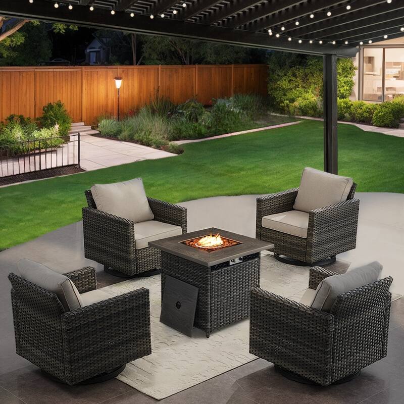 Gymojoy Outdoor Fire Pit Conversation Set, Patio Furniture with Cushions