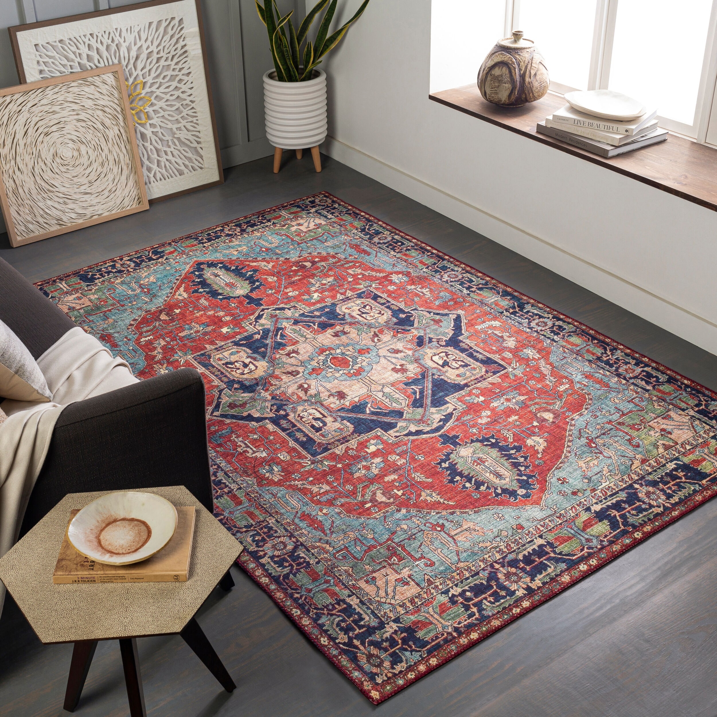 Livabliss Traditional Iris Medallion Area Rug.