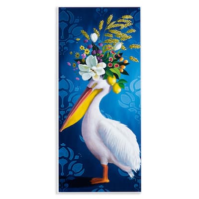 Stupell Floral Pelican over Damask Wall Plaque Art Design By Heather Gauthier