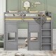 preview thumbnail 3 of 6, Gray Twin Size Pine Wood Loft Bed with Built-in Wardrobe, 2 Windows, and Guardrails