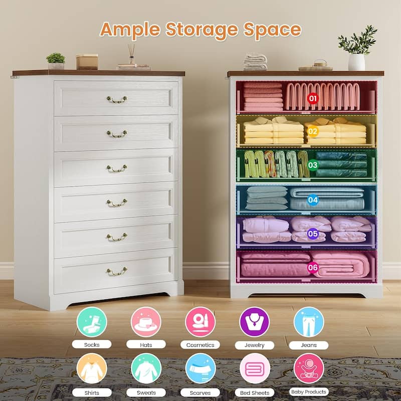 Farmhouse Drawers Dresser for Bedroom Storage Dressers Organizer