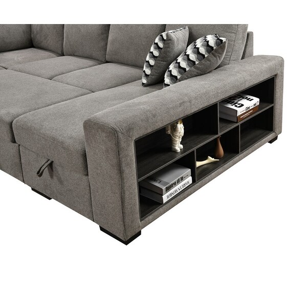 125 Oversized U Shaped Multi Function Sectional Sofa with Cabinet Pull Out Sofa Bed Storage Chaise 7 Seat for Living Room On Sale Bed Bath Beyond 40225336