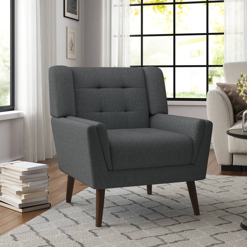Mid Century Modern Upholstered Linen Accent chairs Armchair