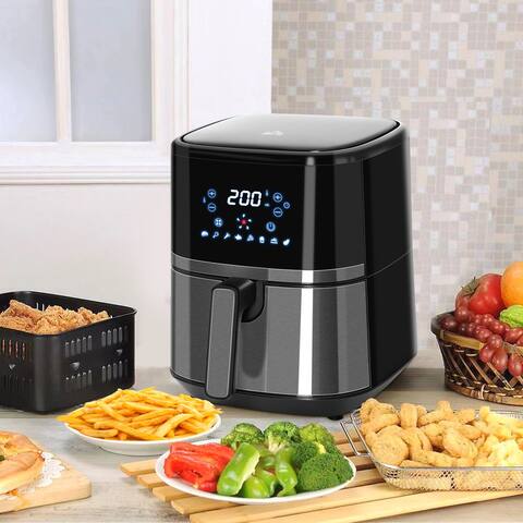 HOMCOM Small Air Fryer Oven Countertop Oven Cooking Gift - 13.5"L x 10"W x 12.5"H