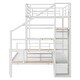 preview thumbnail 22 of 22, Stairway Twin over Full Size Bunk Bed with Open Wardrobe, Metal Bunk Bedframe with Storage Staircase and Guardrails