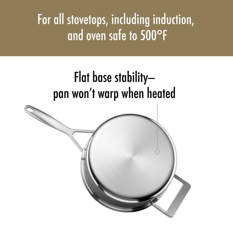 Demeyere Industry 5-Ply 4-qt Stainless Steel Saucepan with Handle Helper