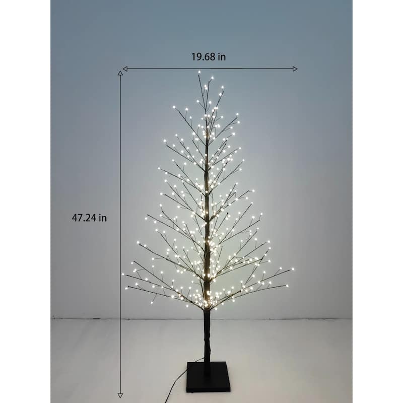 Pre-Lit Black Artificial Birch Twig Christmas Tree - 4' - Warm White LED Lights