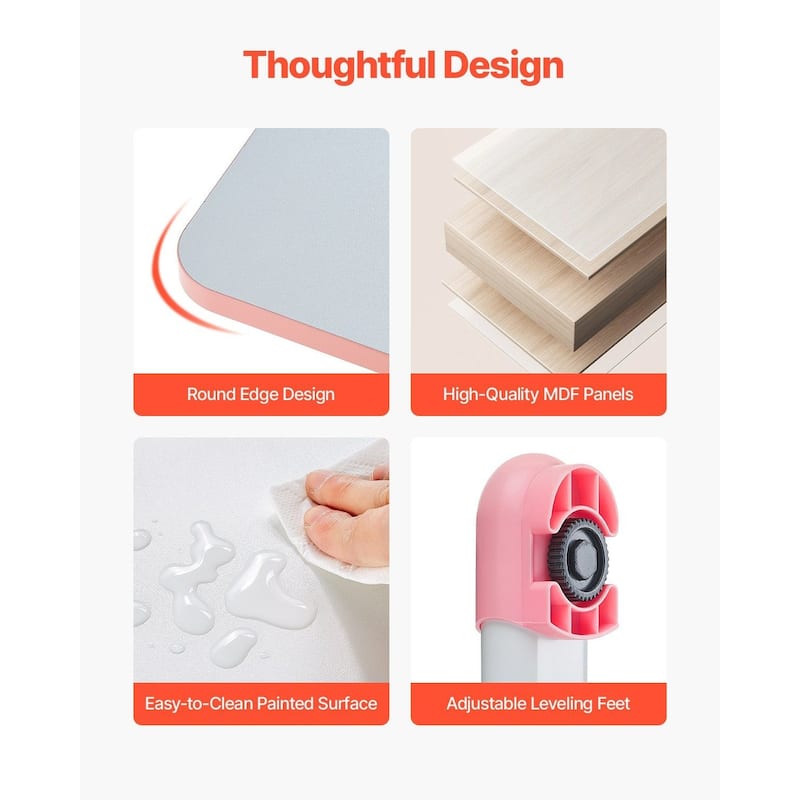 Kids Study Chair and Desk Set, Study Desk and Chair for Kids with Bookshelf and Storage Drawer, Adjustable Height Study Desk