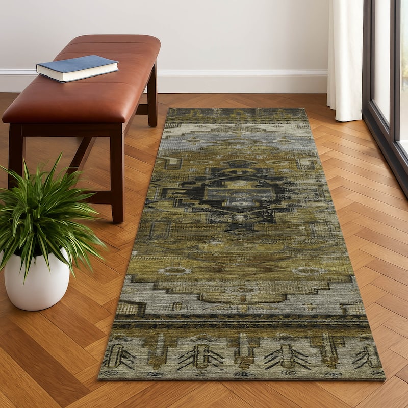 Premium Washable Super Soft Global Traditional Mayfield Rug - Brown - 2'3" x 7'6"