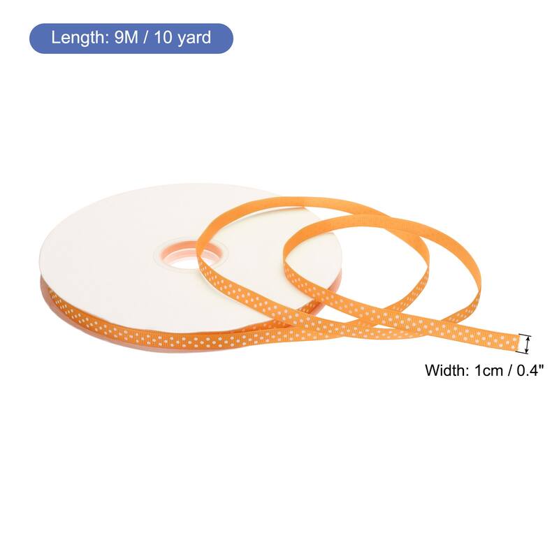 Grosgrain Ribbons with Dots Ribbon Bow Decoration - Orange - 100 Yards 3/8 Inch