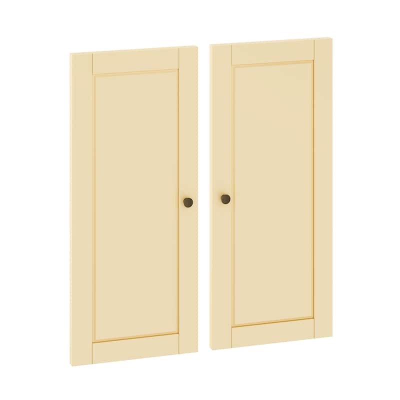 Palace Imports 100% Solid Wood Modular Kitchen Pantry Double Door Kit - Set of 2 - Yellow-Solid