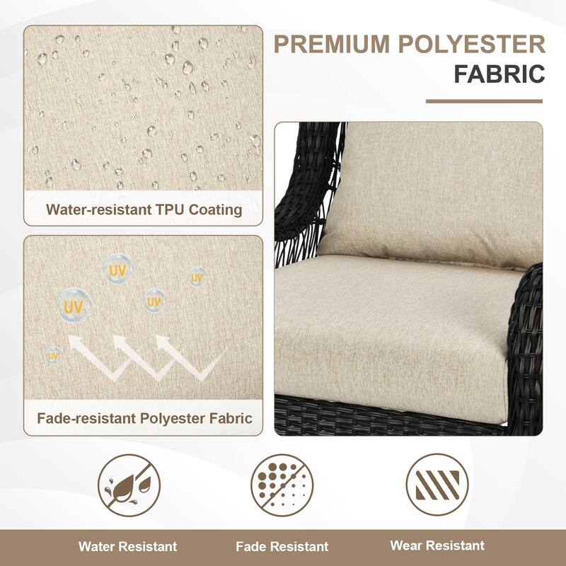 Aoodor Outdoor Deep Seat Cushion Set, Waterproof Patio Furniture Cushions with Adjustable Straps & Removable Cover