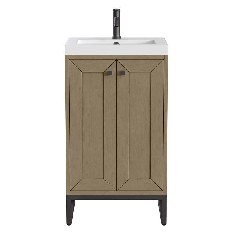 Chianti 20" Single Vanity, Walnut Whisper w/ White Composite Stone Top - Black