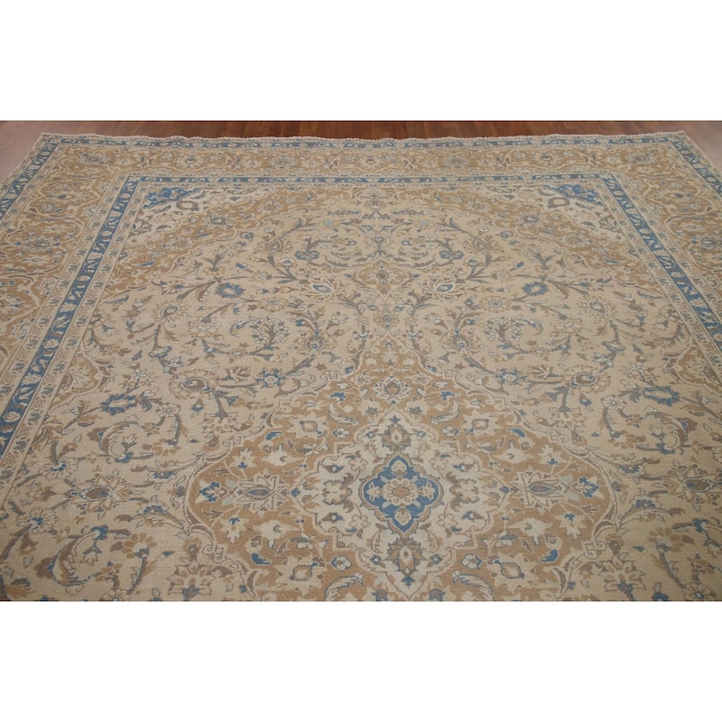 Traditional Kashan Persian Vintage Area Rug Hand-knotted Wool Carpet - 9'7" x 12'6"