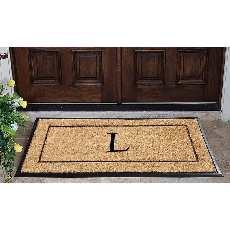 A1HC Natural Coir & Rubber Large Monogrammed Door Mat 30"x60"