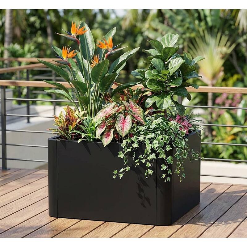 Square Metal Planter Box, Open Base Design - 20.5*20.5*11.8 in
