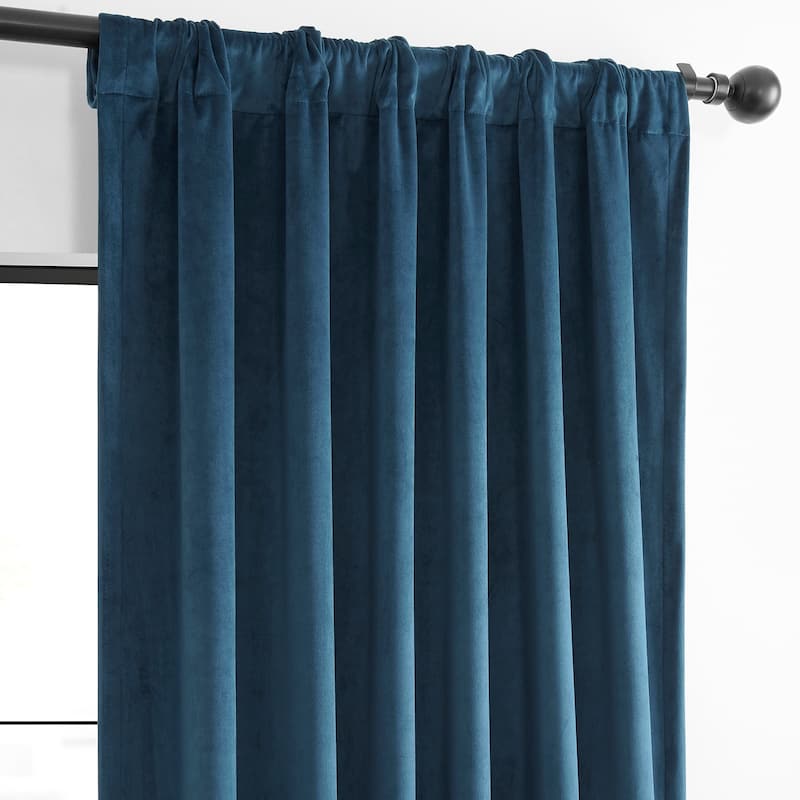 Exclusive Fabrics Basic Deluxe Velvet Room Darkening Curtain Pair - 2 Panels Window Curtains