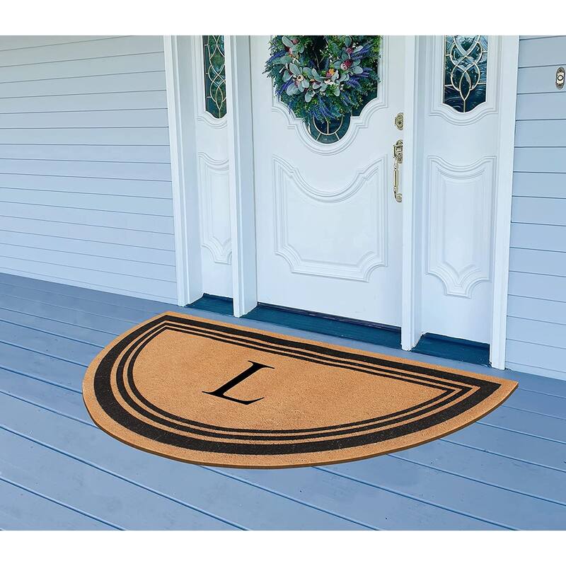 A1HC Natural Coir Flock Beige 30 in x 60 in Coir & PVC Durable Door Mat for Outdoor Entrance Monogrammed Doormat
