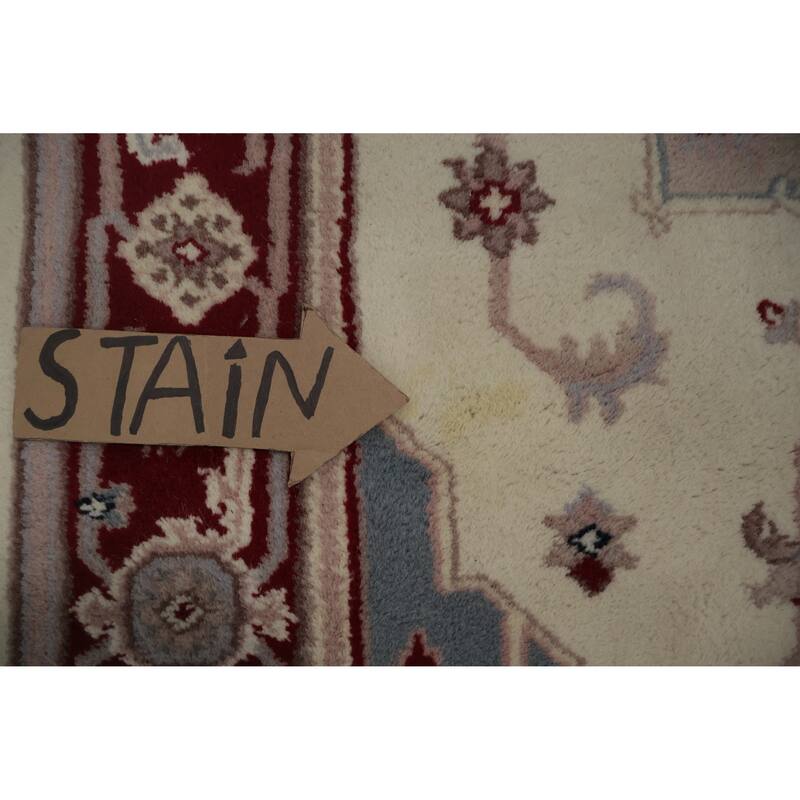 Hand Knotted Oriental 100% Wool Carpet Traditional Floral Beige & Ivories Heriz Area Rug - 6' 2'' X 4' 0''