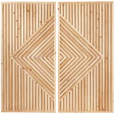 Wood Geometric Carved Wall Decor - Set of 2 Brown - Roche River Decor