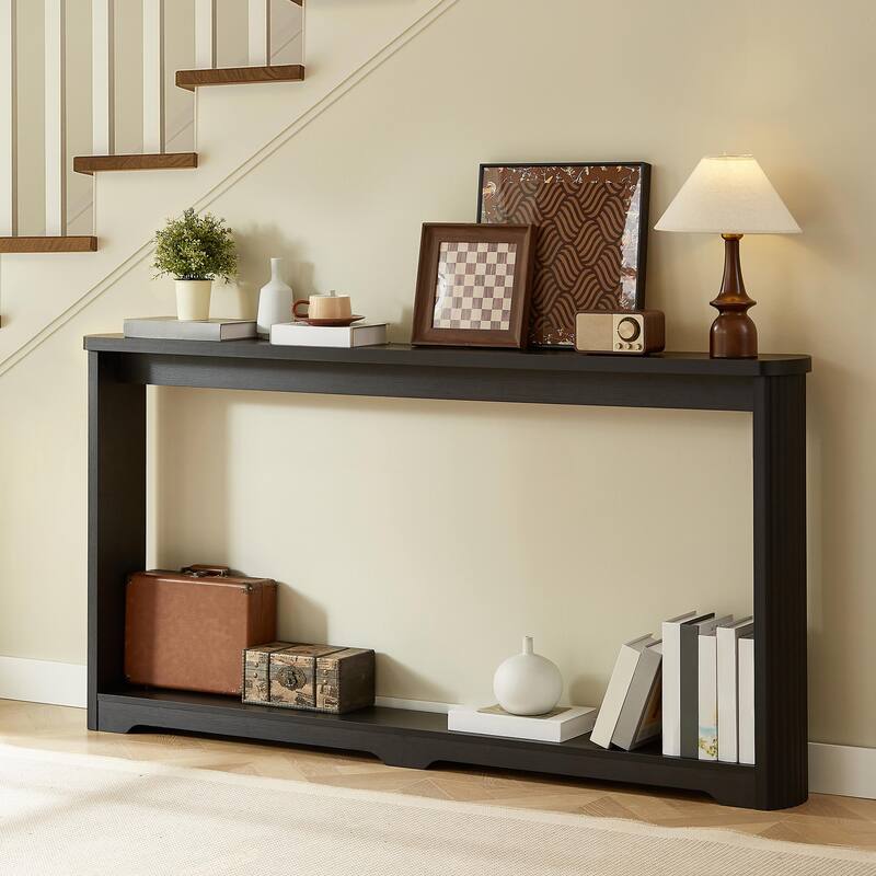 70.1" Corrugated Texture Storage Table for Entranceways