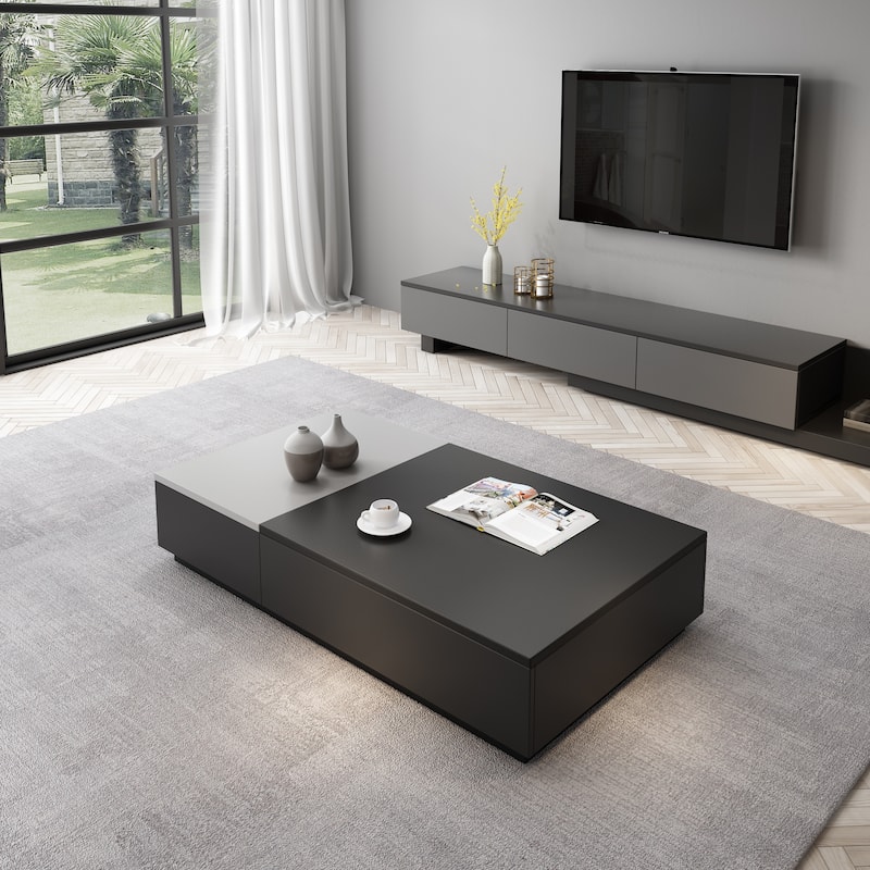 51.18" Lift Top Coffee Table with Hidden Storage Compartment and 2 Drawers