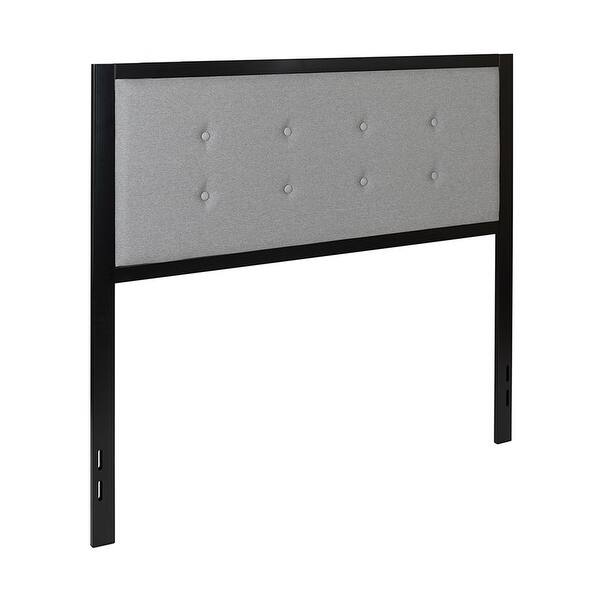slide 2 of 9, Offex Bristol Metal Tufted Upholstered Full Size Headboard Light Gray